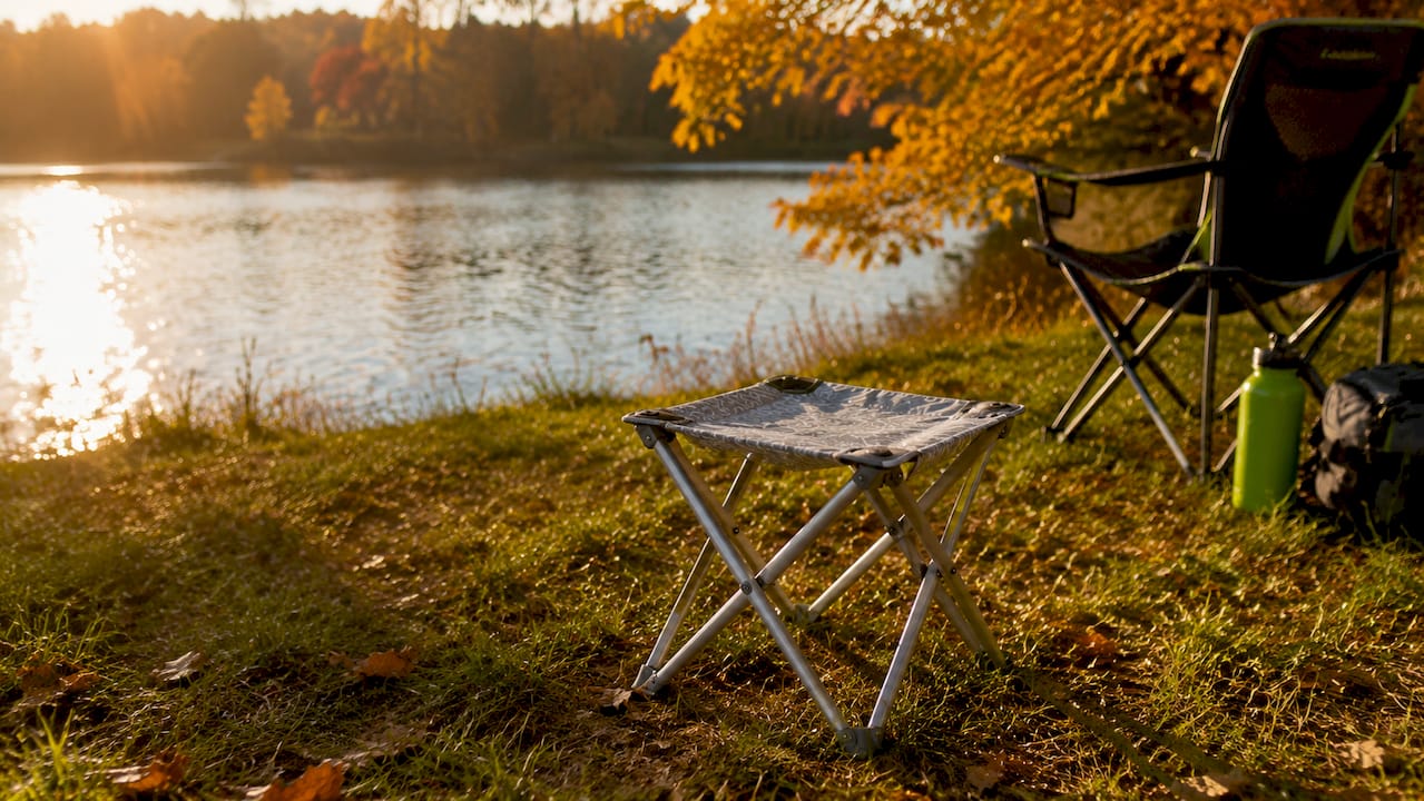 Close-up lightweight portable stool details