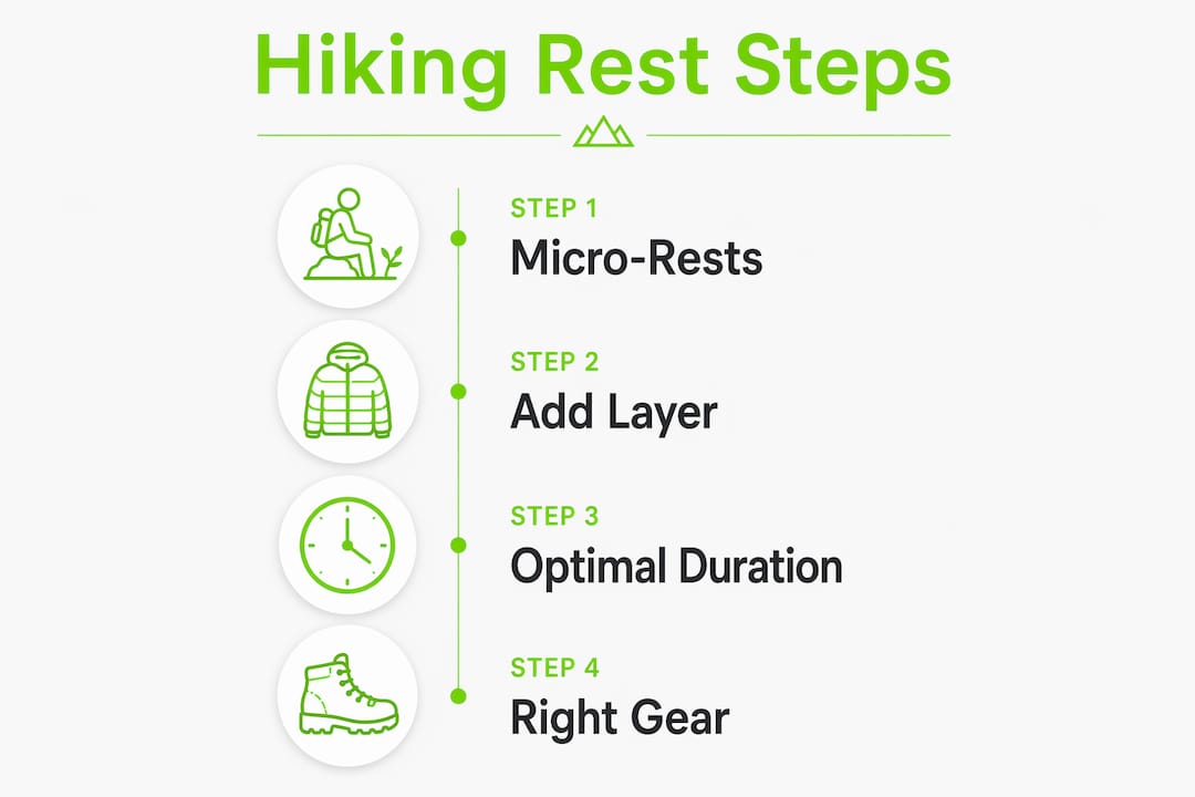 Infographic showing hiking rest best practices steps