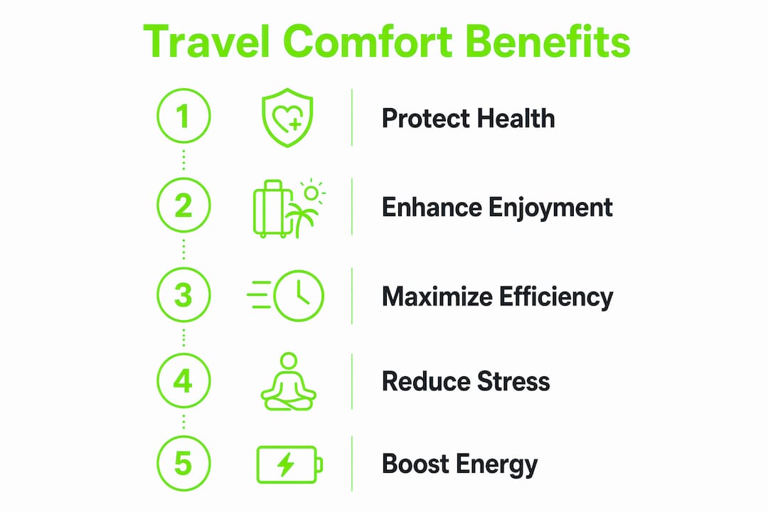 Infographic illustrating five key benefits of travel comfort