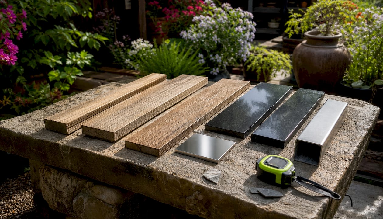 Samples of durable outdoor construction materials