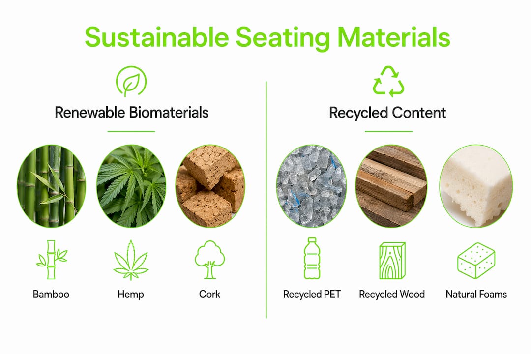 Infographic comparing renewable biomaterials and recycled content