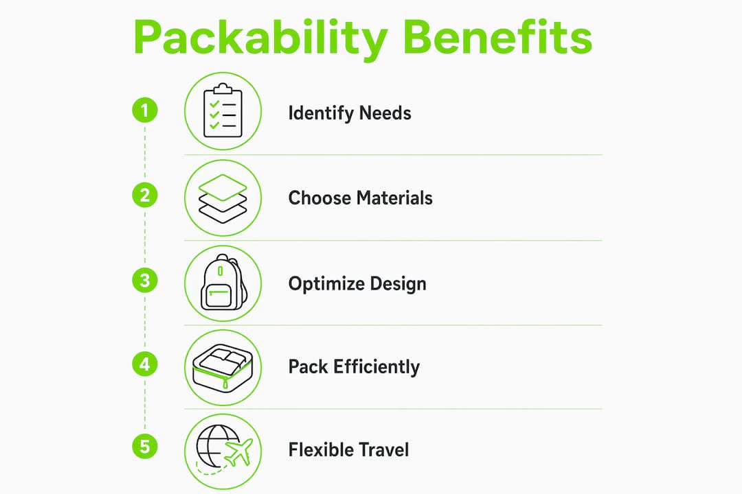 Infographic outlining packability benefits and steps