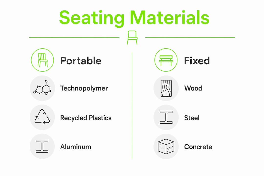 Infographic comparing urban seating materials
