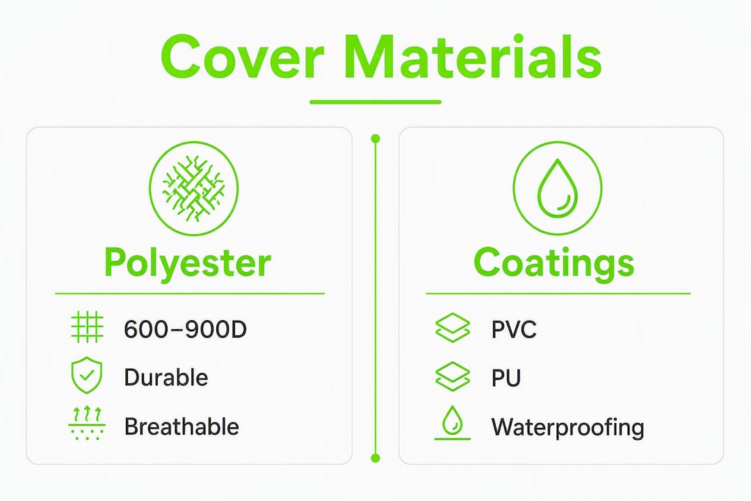 Infographic comparing materials and coatings for covers