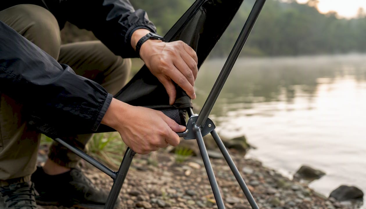 Hands unfolding compact outdoor chair