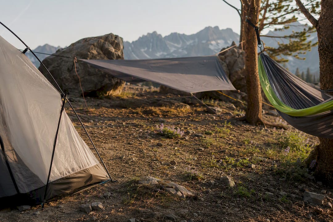 Three types of backcountry shelters side view