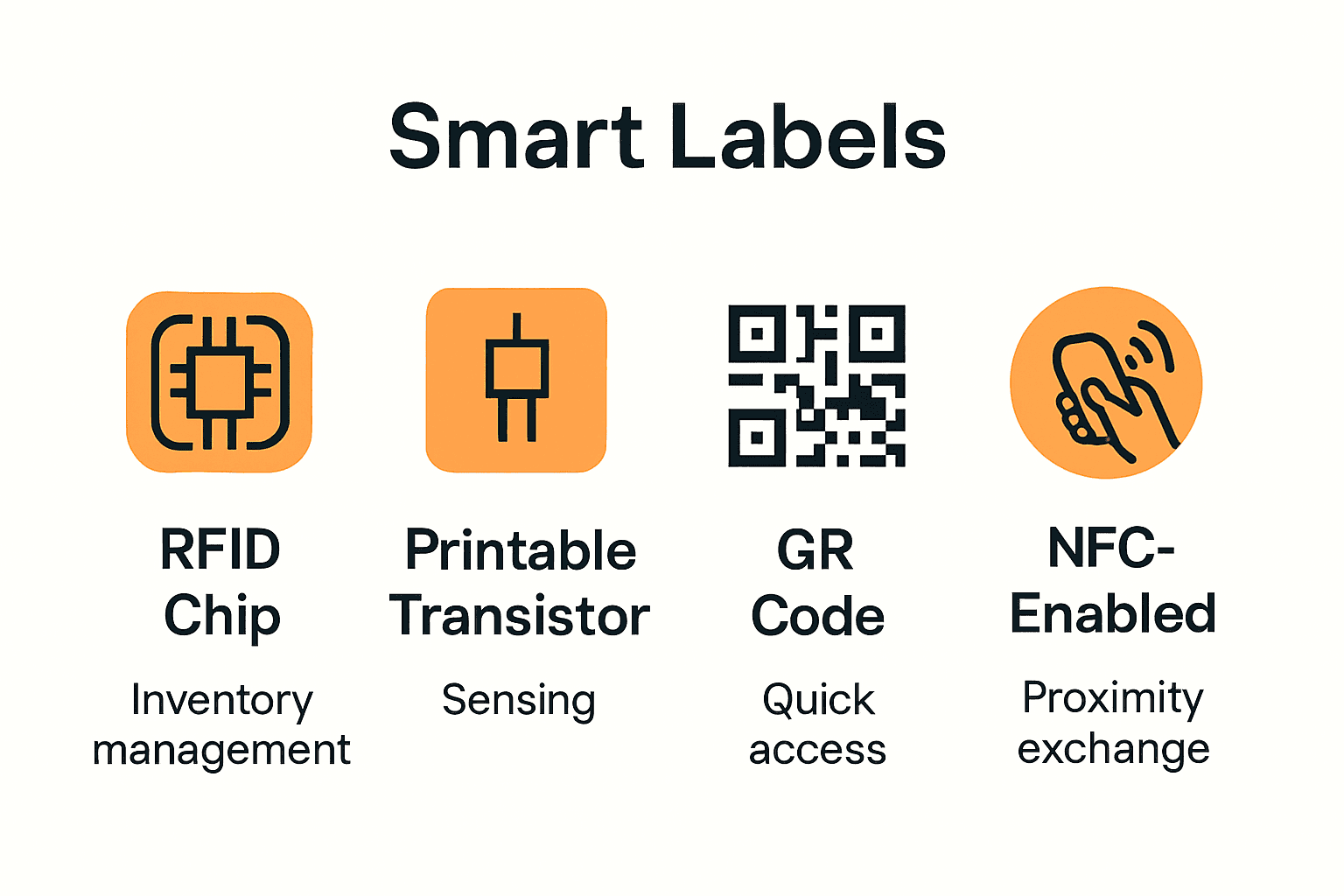 Infographic comparing four main smart label types with icons and features
