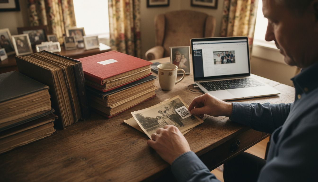 Attaching QR code to family photograph