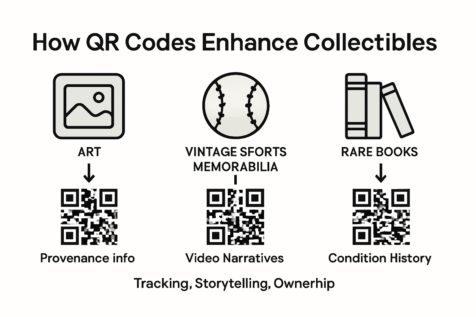 Infographic linking collectibles to QR code benefits