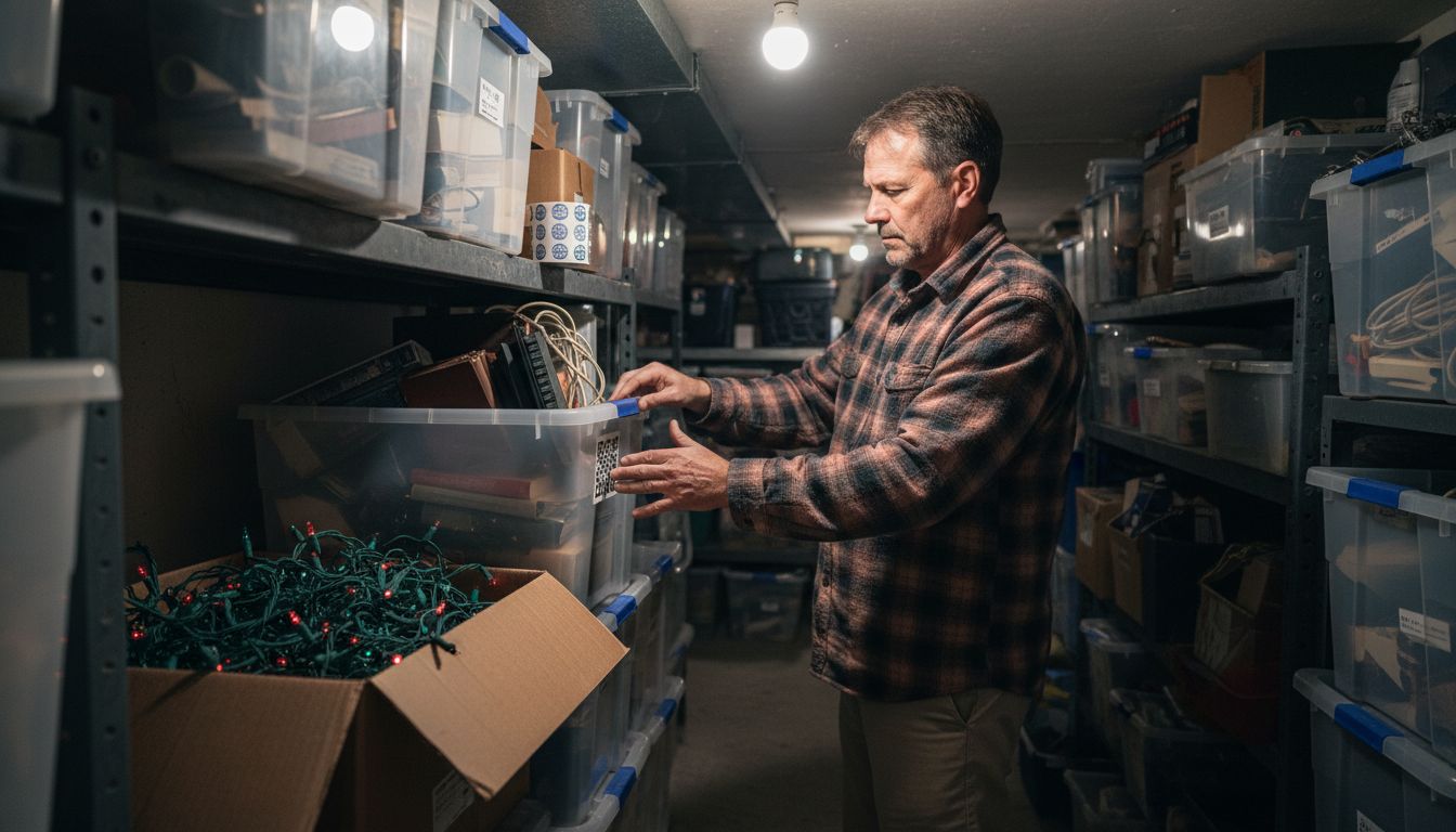 Man applying QR label to storage container