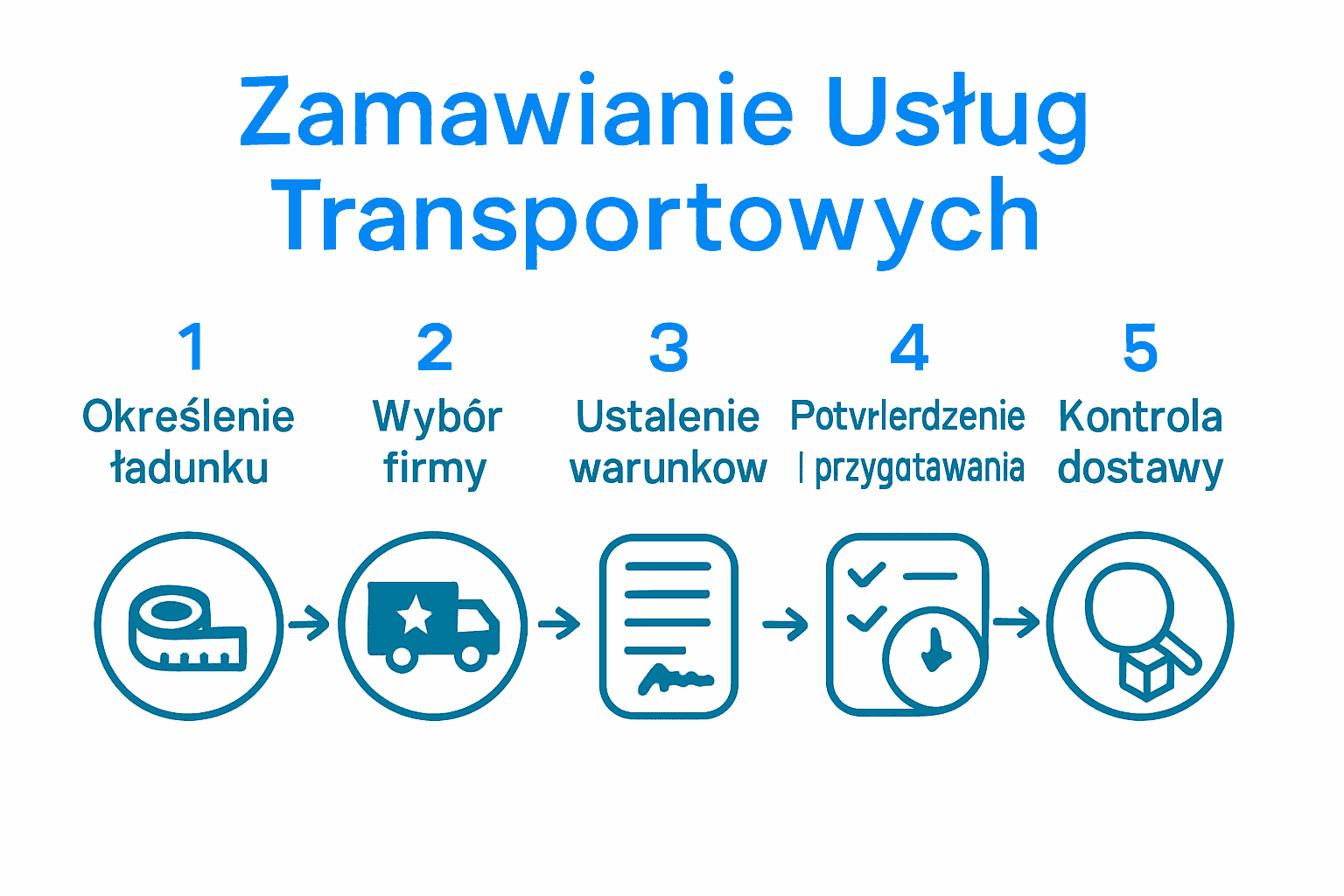 Infografika: pięć kroków skutecznego zamawiania usług transportowych