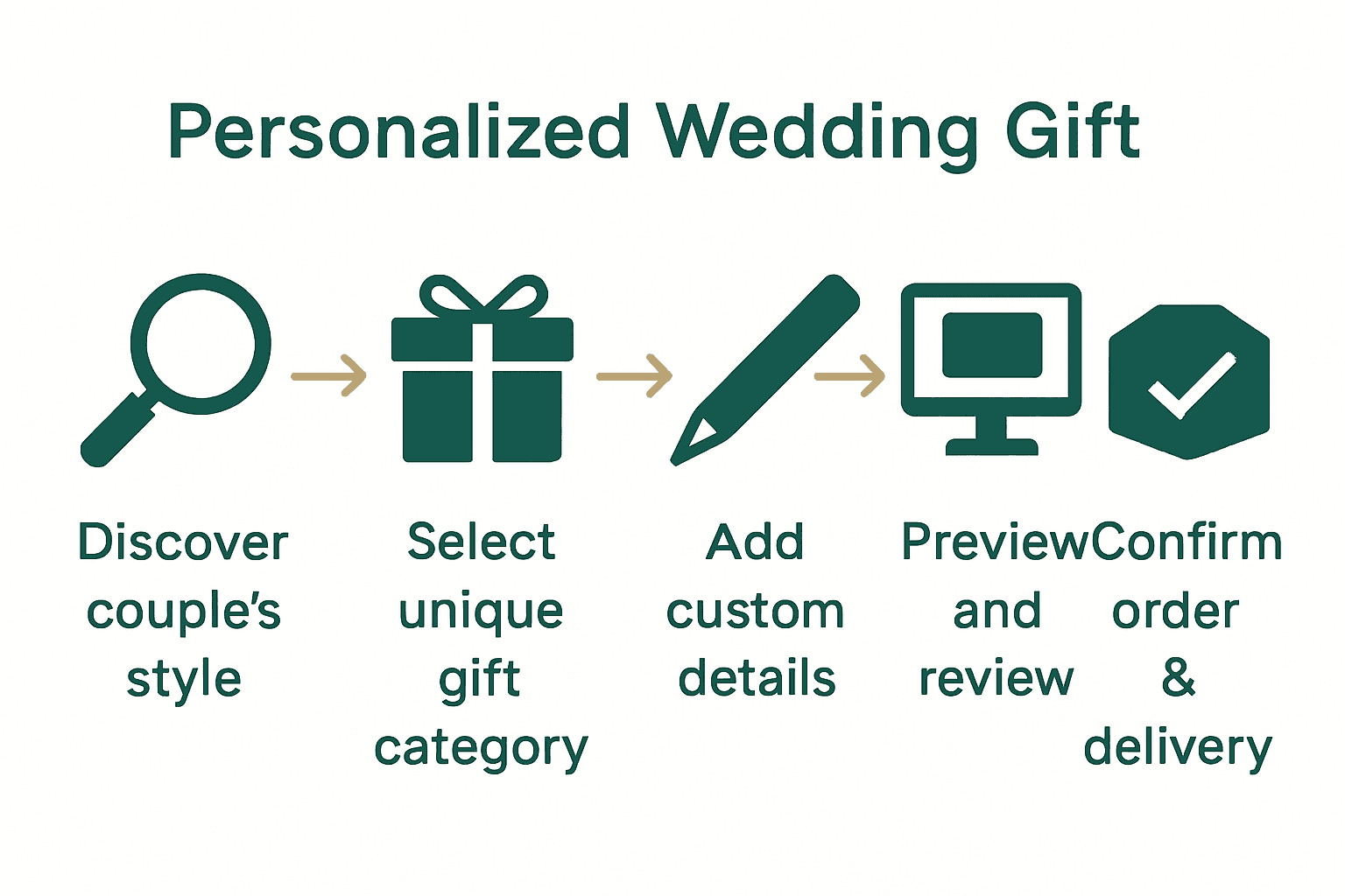 Infographic shows five steps to select and personalize a wedding gift.