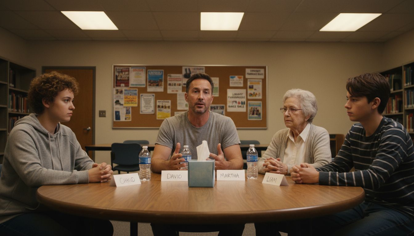 Group participating in mindful group discussion