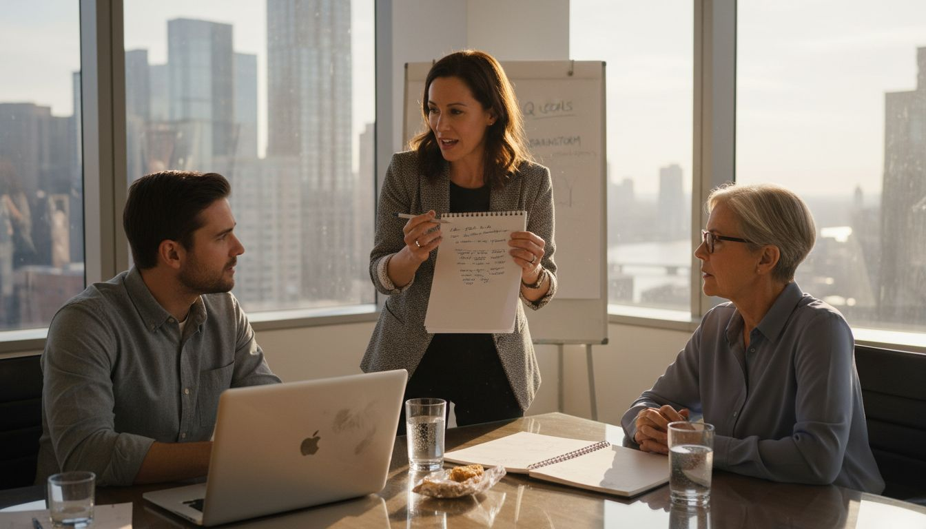 Coworkers share attentive listening during office meeting