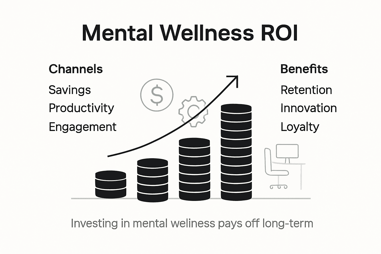 Infographic showing mental wellness ROI and benefits