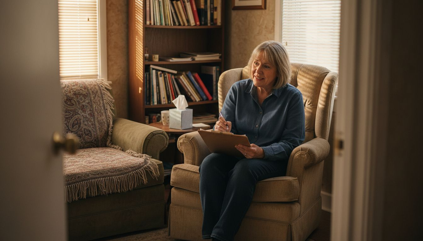 Therapist listening to client in session