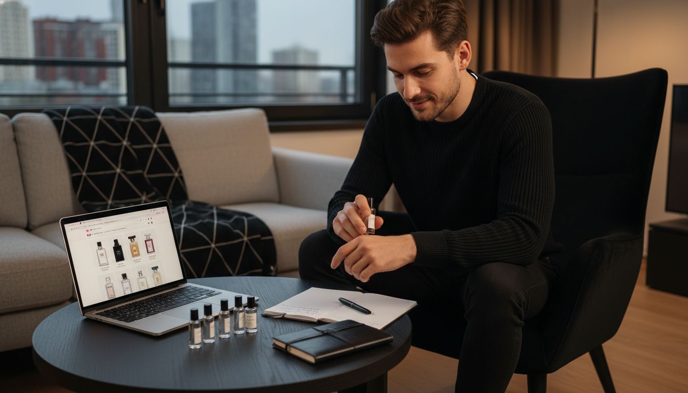 Mann Parfümtest Zuhause