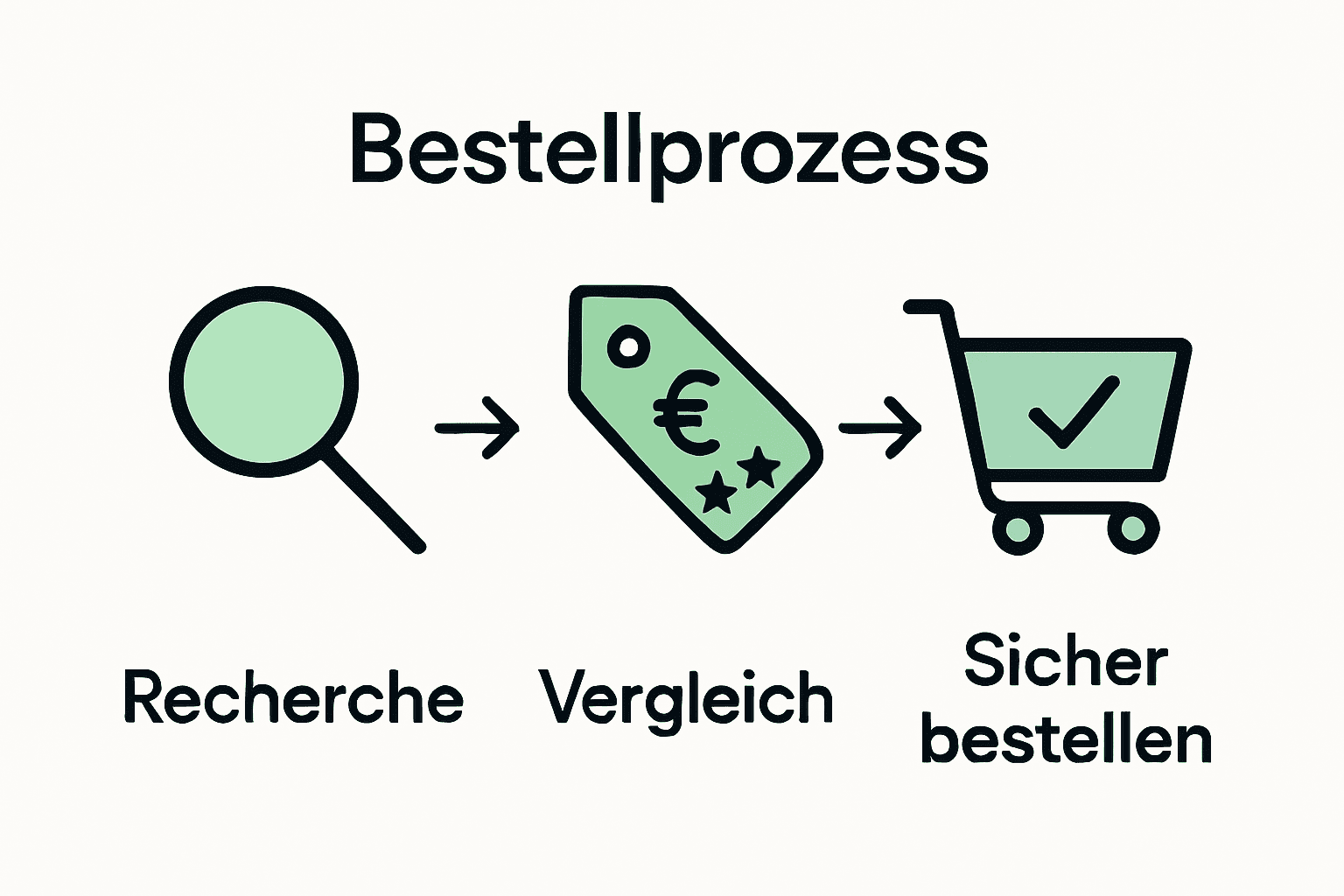 Infografik zeigt den 3-Schritte-Prozess Parfüm online bestellen.