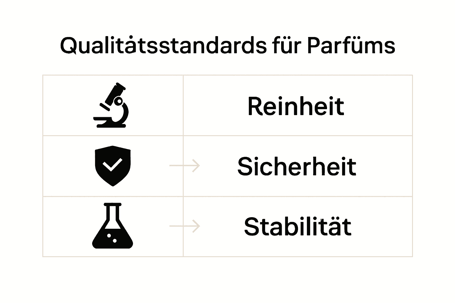 Infografik zu Parfüm-Qualitätsstandards mit Icons