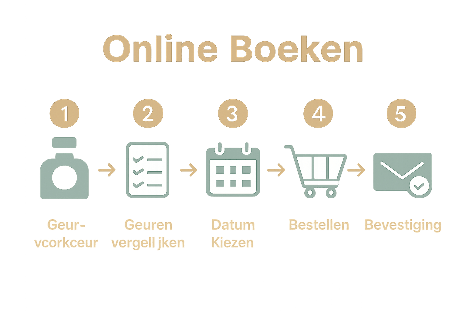 Infographic van stappen parfumworkshop boeken online