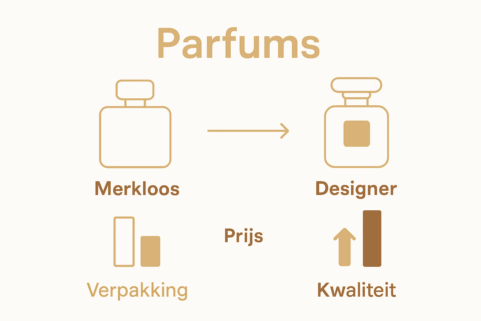Vergelijkende infographic tussen merkloze en designerparfums