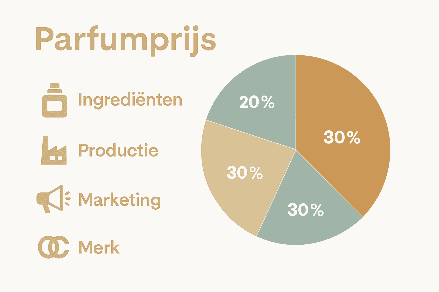 Infographic over de opbouw van de parfumprijs in procenten.