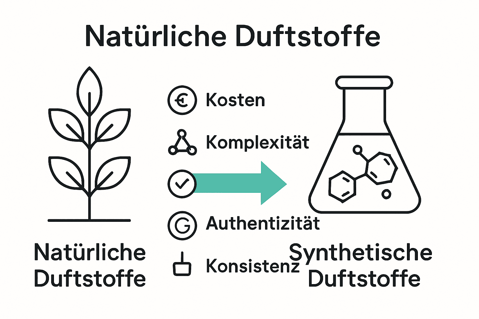 Vergleich natürliche und synthetische Duftstoffe mit Icons