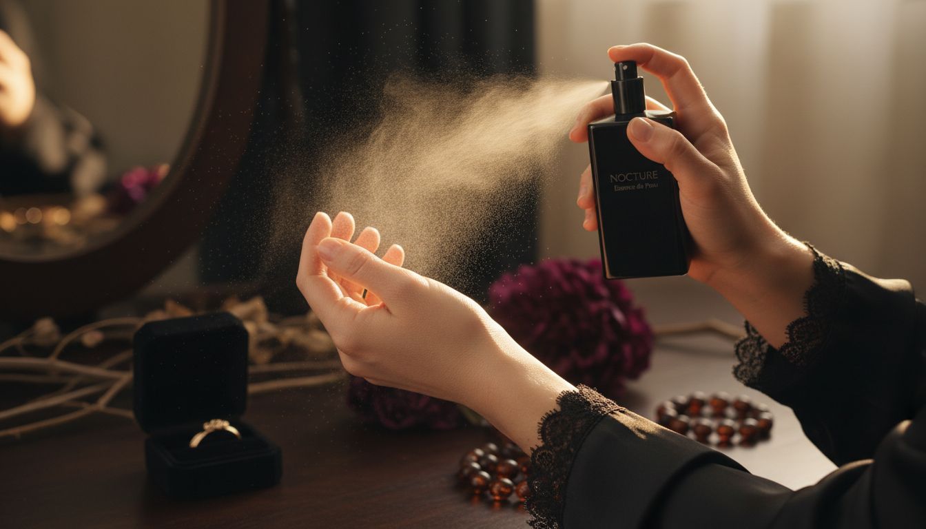 Perfume spraying emphasizing sillage and longevity