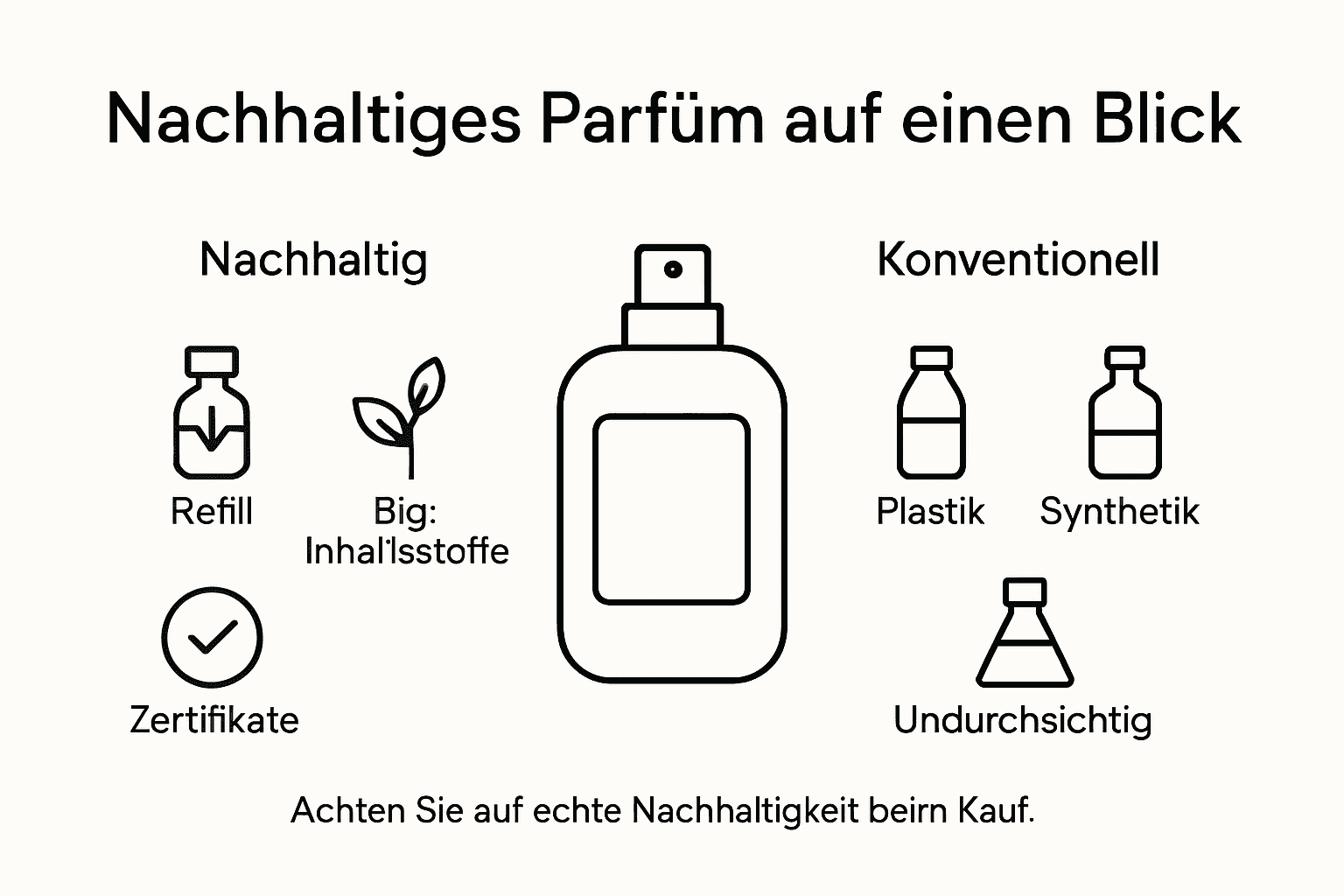 Vergleichende Infografik: Nachhaltige vs. konventionelle Parfums – Unterschiede auf einen Blick