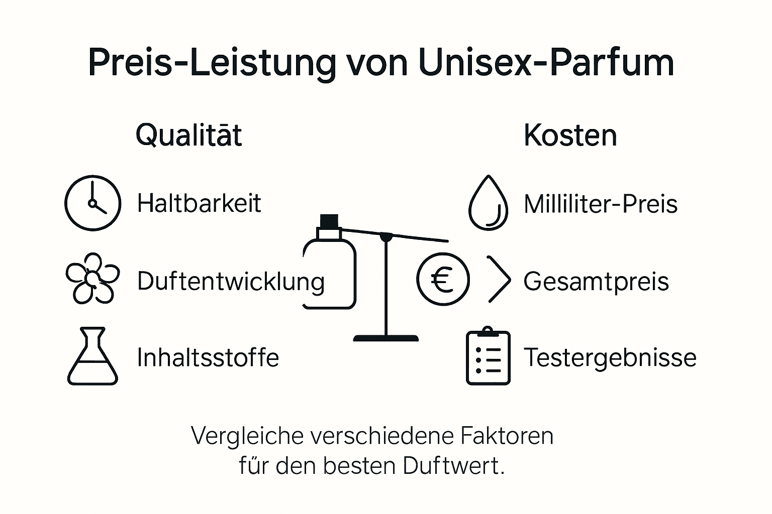 Grafik zum Vergleich von Preis und Leistung bei Unisex-Parfums