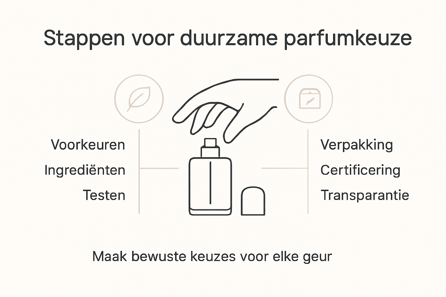 Overzichtelijke infographic met stappenplan voor een duurzame parfum en handige tips waar je op kunt letten.