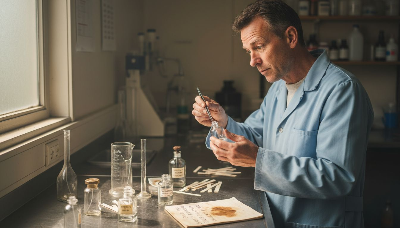 Een laborant voert geurtesten uit in het lab.