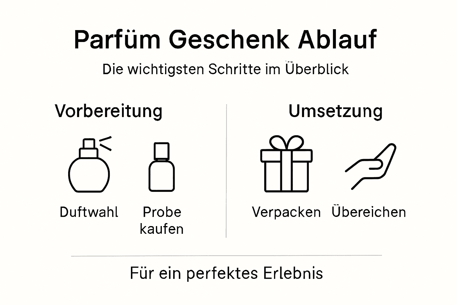 In dieser Infografik erfahren Sie Schritt für Schritt, wie Sie Parfüm stilvoll verschenken.