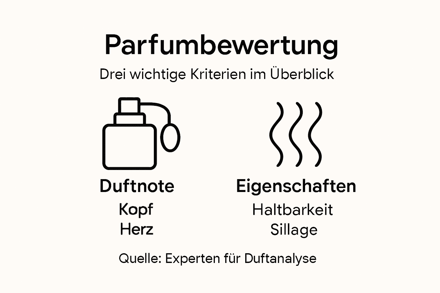 Übersichtliche Grafik mit den wichtigsten Kriterien für Parfüms