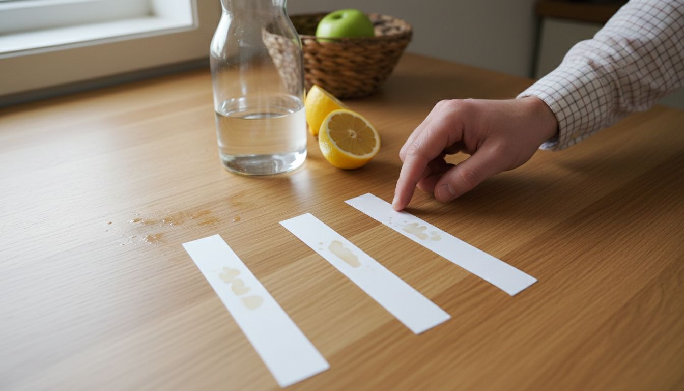 Teststrips met frisse tonen van citrus en appel laten meteen de topnoten van deze geur zien.