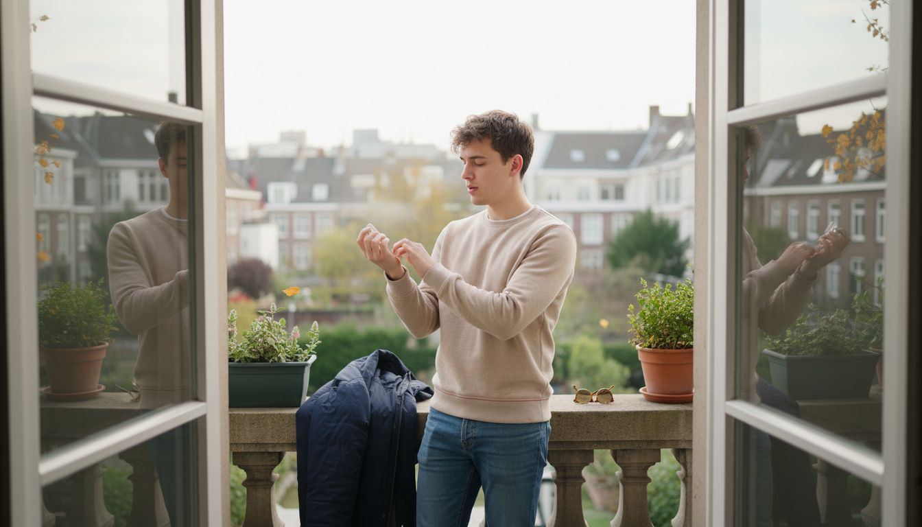 Elke seizoen probeert deze man een nieuw parfum uit op zijn balkon.