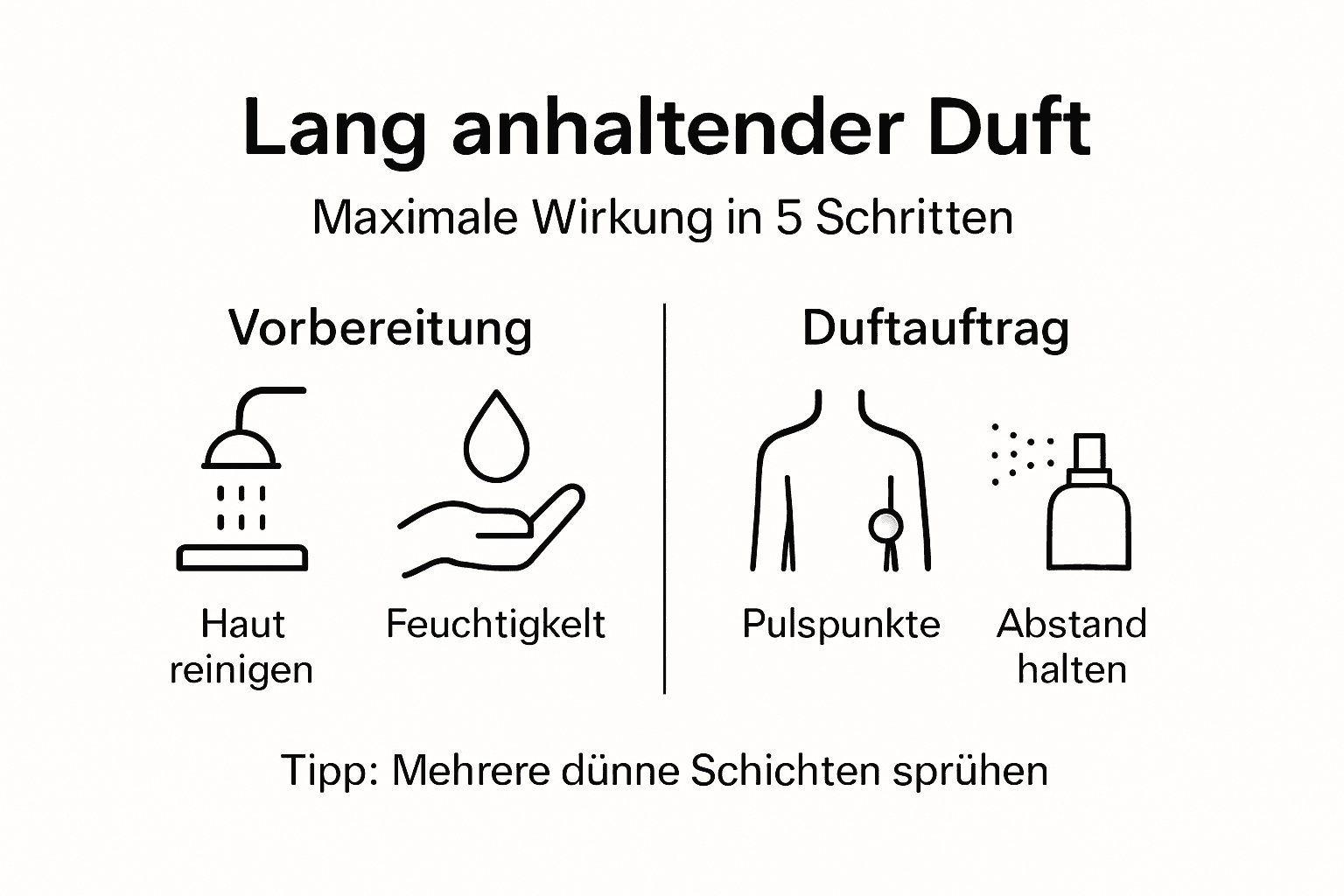 In dieser Infografik erfahren Sie praktische Tipps, wie Düfte ihre Wirkung entfalten können.