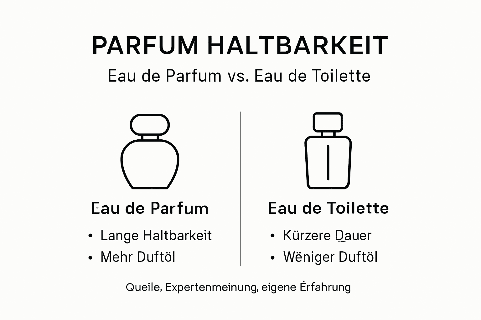 In dieser Infografik werden verschiedene Parfums hinsichtlich ihrer Haltbarkeit miteinander verglichen.