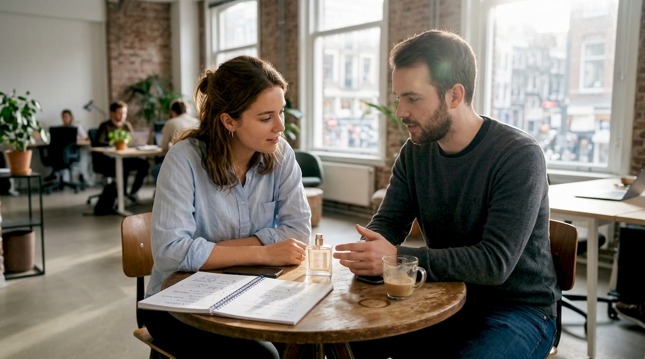Collega’s raken aan de praat over geurtjes aan de vergadertafel.