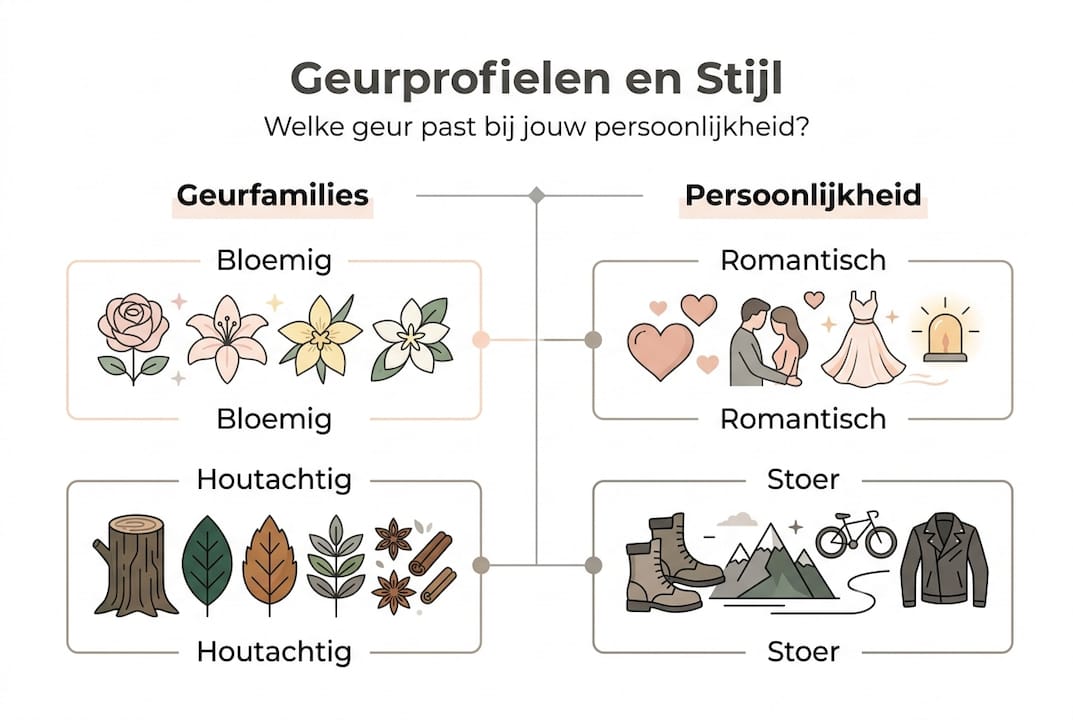 Overzicht van parfumtypes en bijpassende persoonlijkheden in één oogopslag