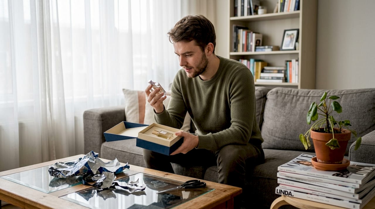 Man maakt een betaalbare parfum giftset open