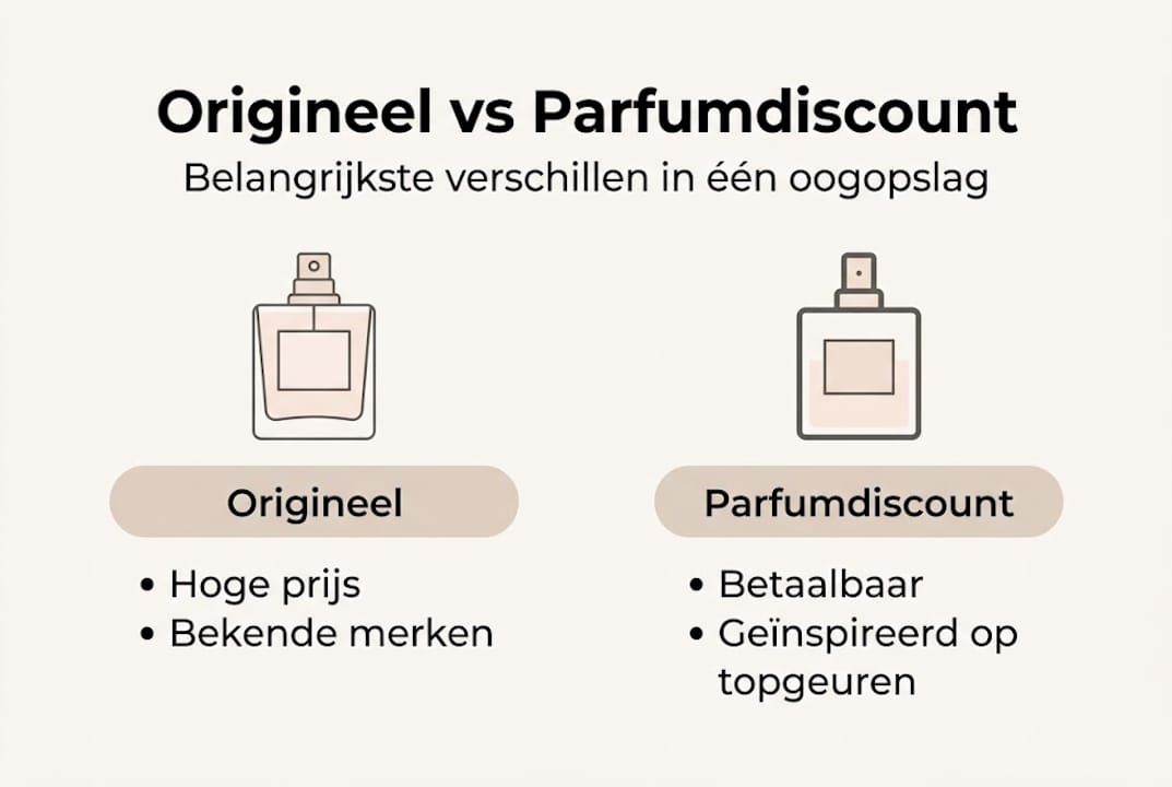 In deze infographic zie je in één oogopslag de belangrijkste verschillen tussen originele parfums en goedkope varianten.