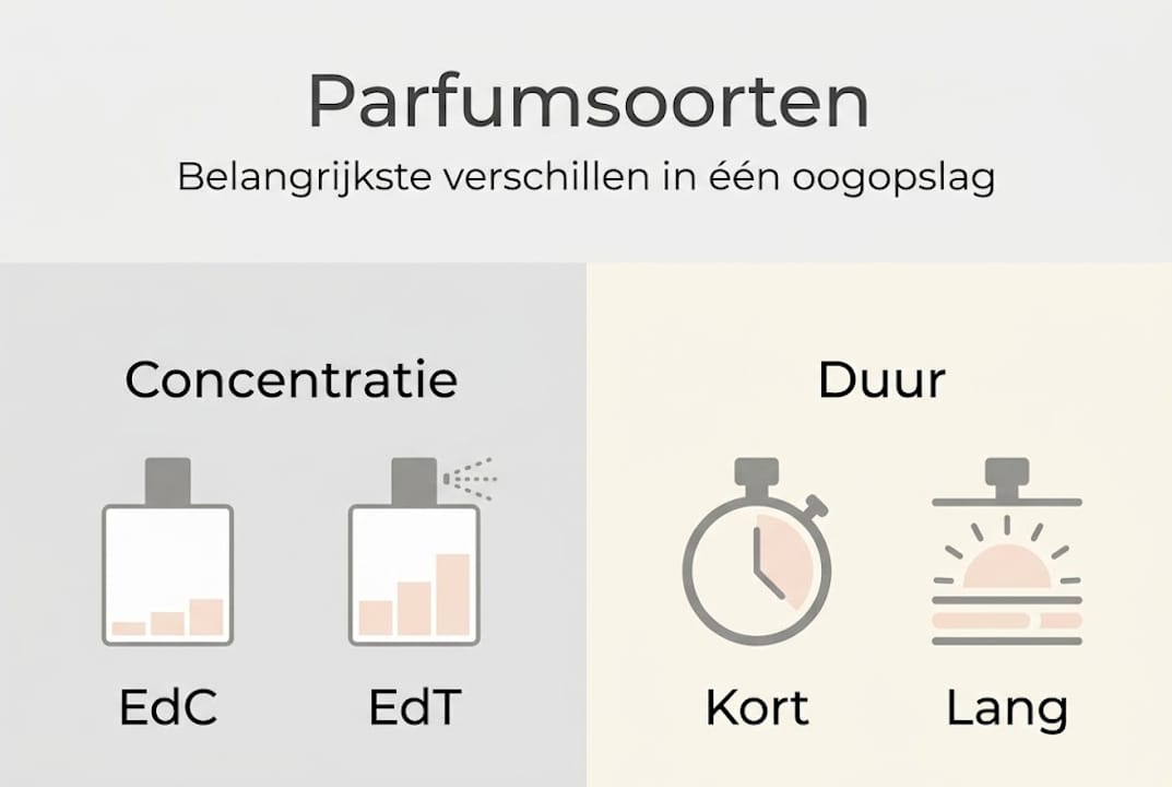 Overzichtelijke infographic met de verschillende soorten parfums en hun kenmerken
