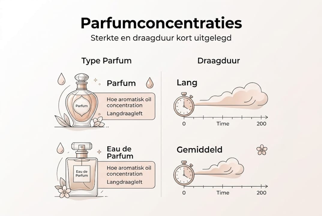Overzicht: verschillende parfumsoorten en hoe lang ze blijven geuren