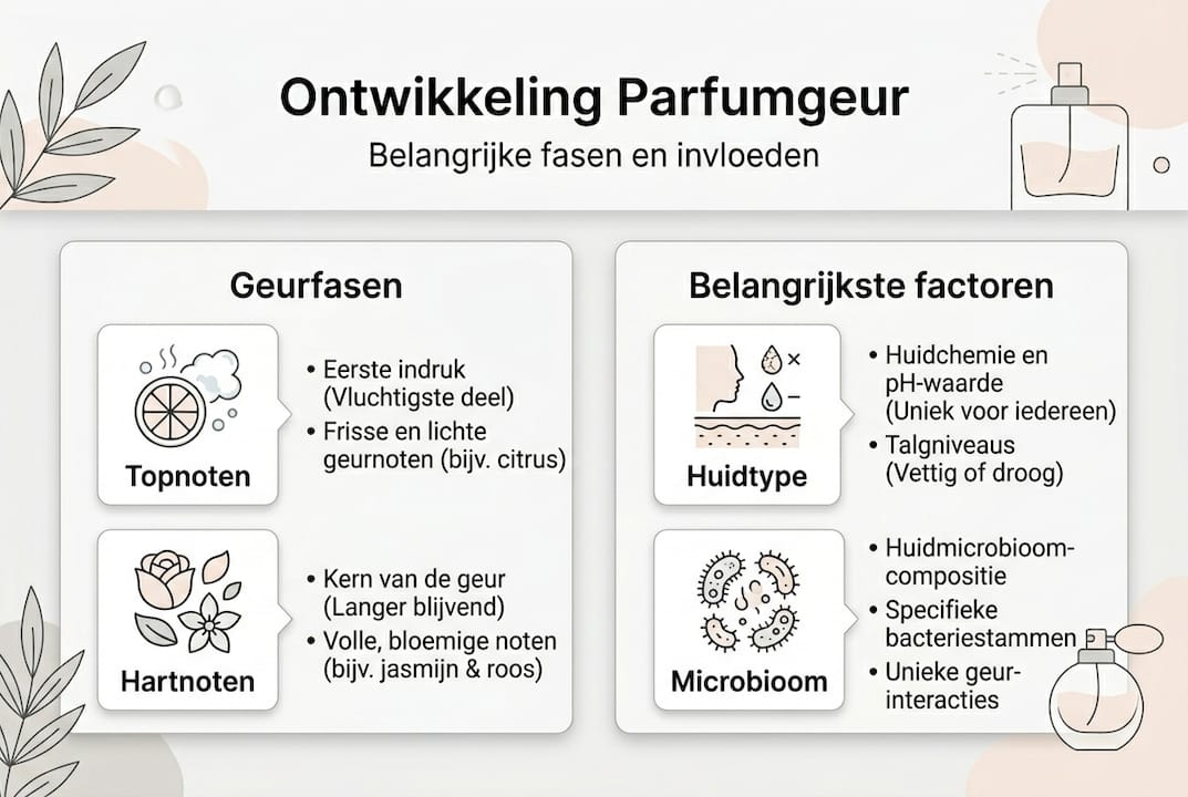 Infographic: de verschillende stadia en invloedsfactoren bij geurvorming