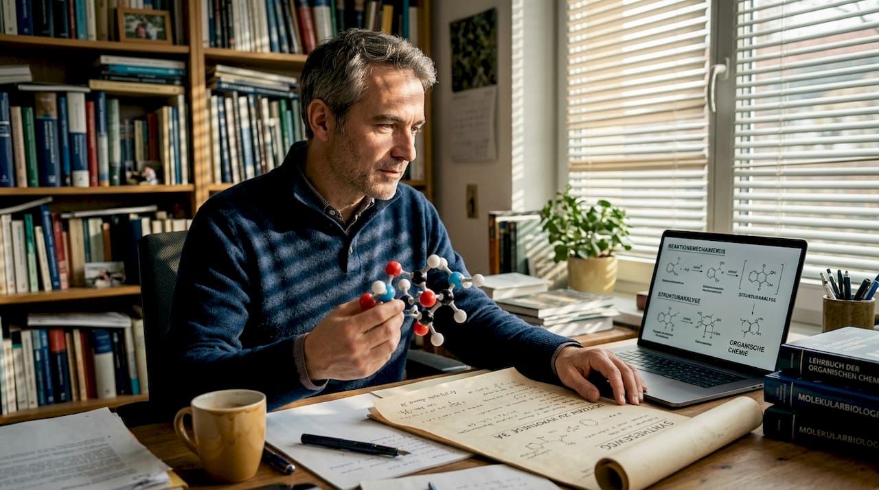 Scientist analyzing fragrance molecular structure