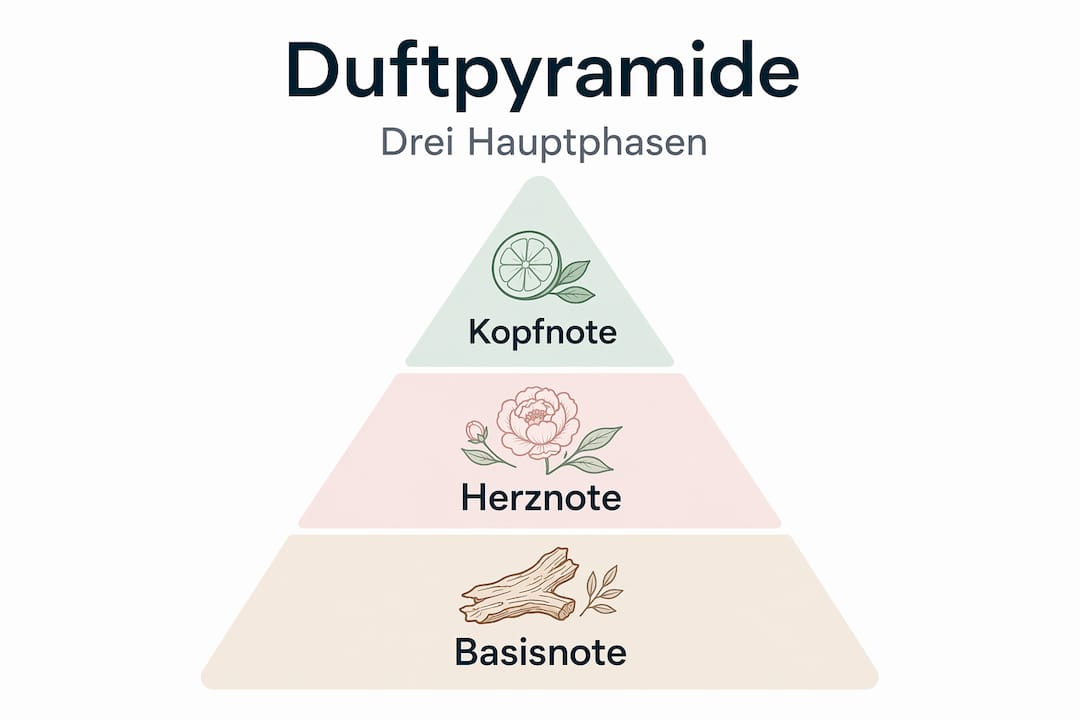 Grafische Darstellung der Duftkomposition in drei Phasen