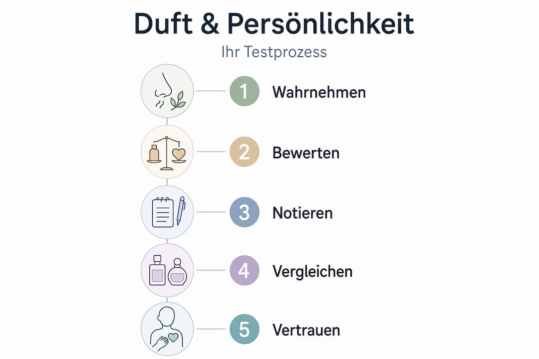 Infografik: Schritte zum Testen von Duftprodukten