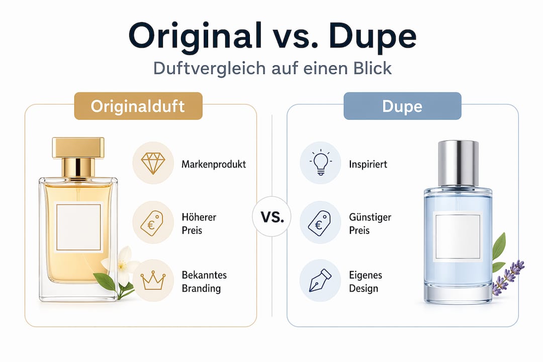 Originalduft vs. Dupe – die wichtigsten Unterschiede auf einen Blick (Infografik)
