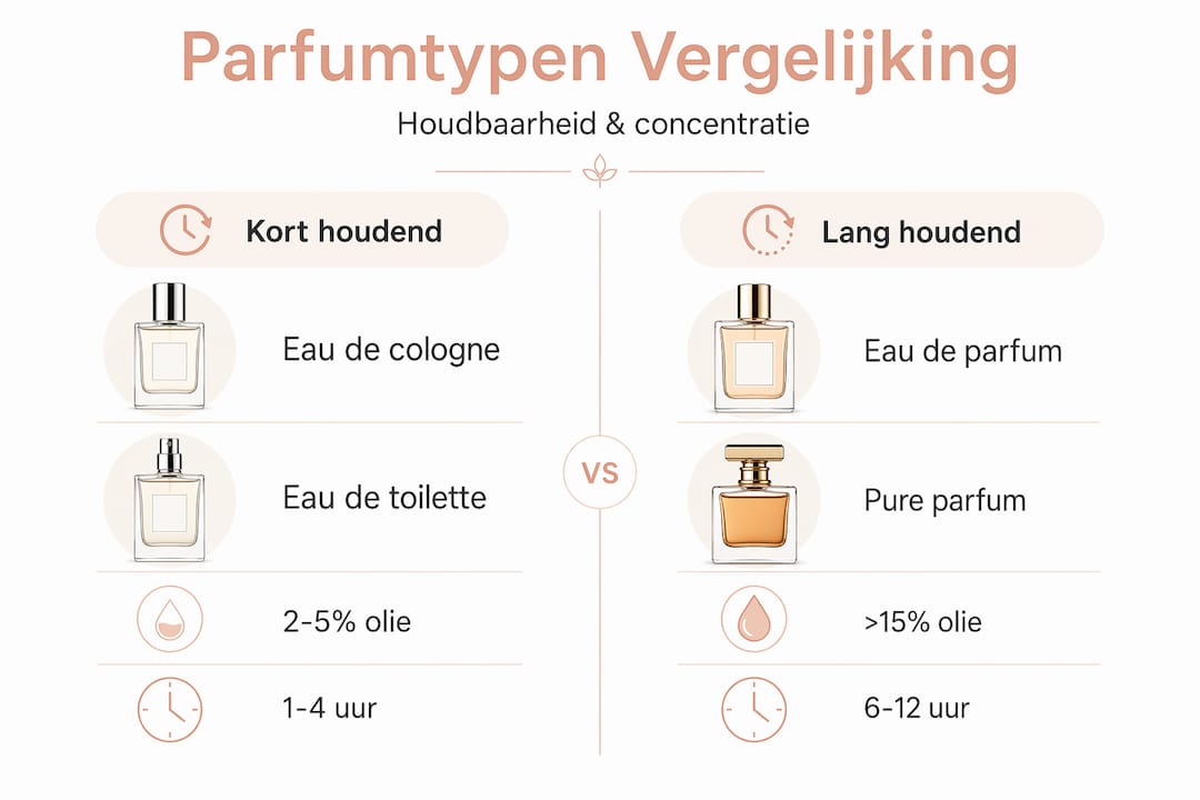 Infographic: verschil in houdbaarheid tussen verschillende soorten parfum